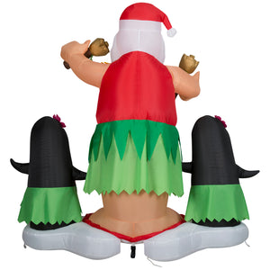 Gemmy Animated Christmas Inflatable Hula Santa and Penguins, 5.5 ft Tall, Multi