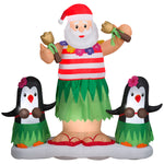 Load image into Gallery viewer, Gemmy Animated Christmas Inflatable Hula Santa and Penguins, 5.5 ft Tall, Multi
