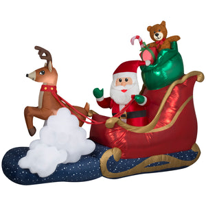 Gemmy Animated Christmas Inflatable Santa in Sleigh, 7 ft Tall, Multi