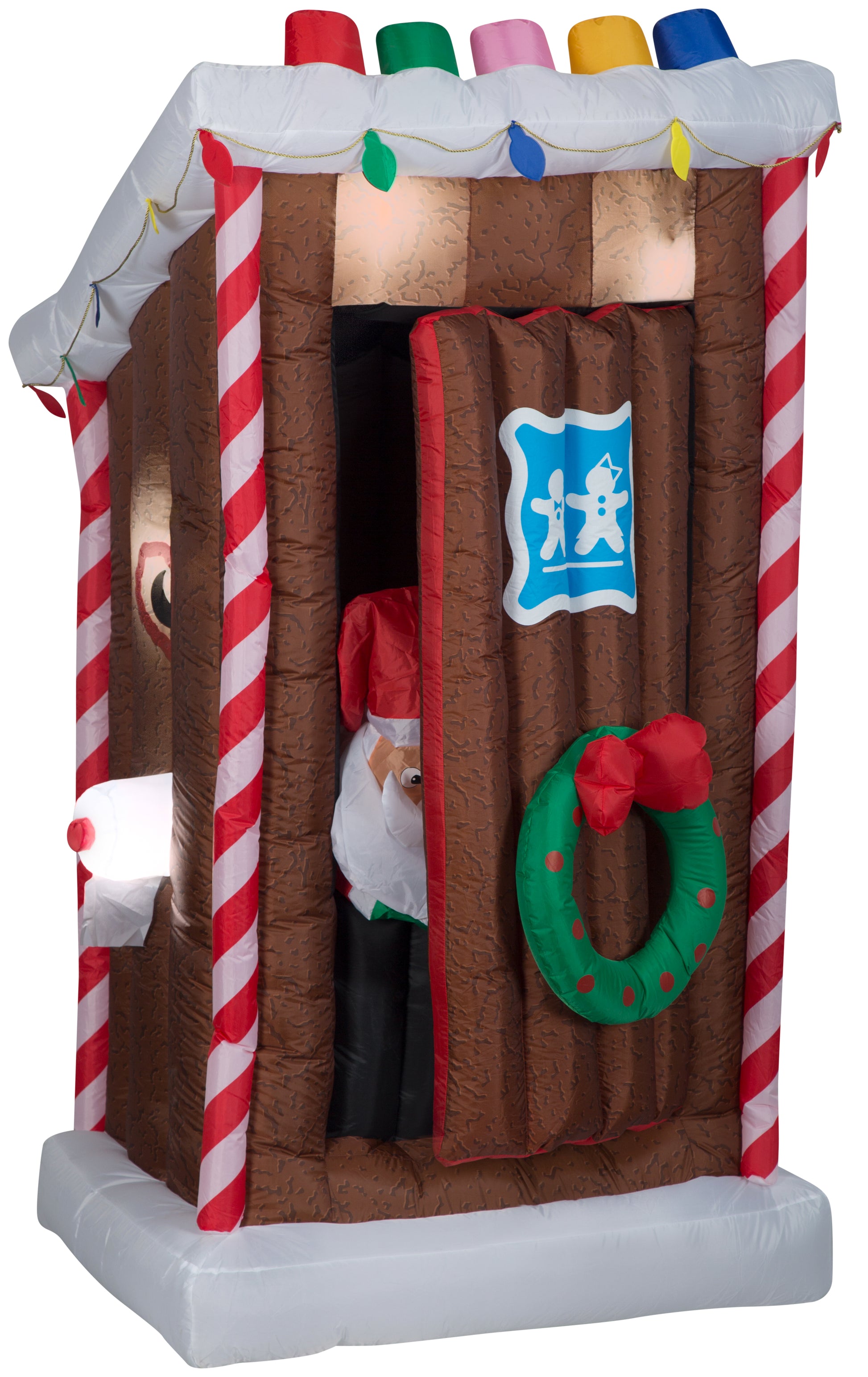 Animated Christmas Inflatable Santa's Outhouse, 6 ft Tall image 3