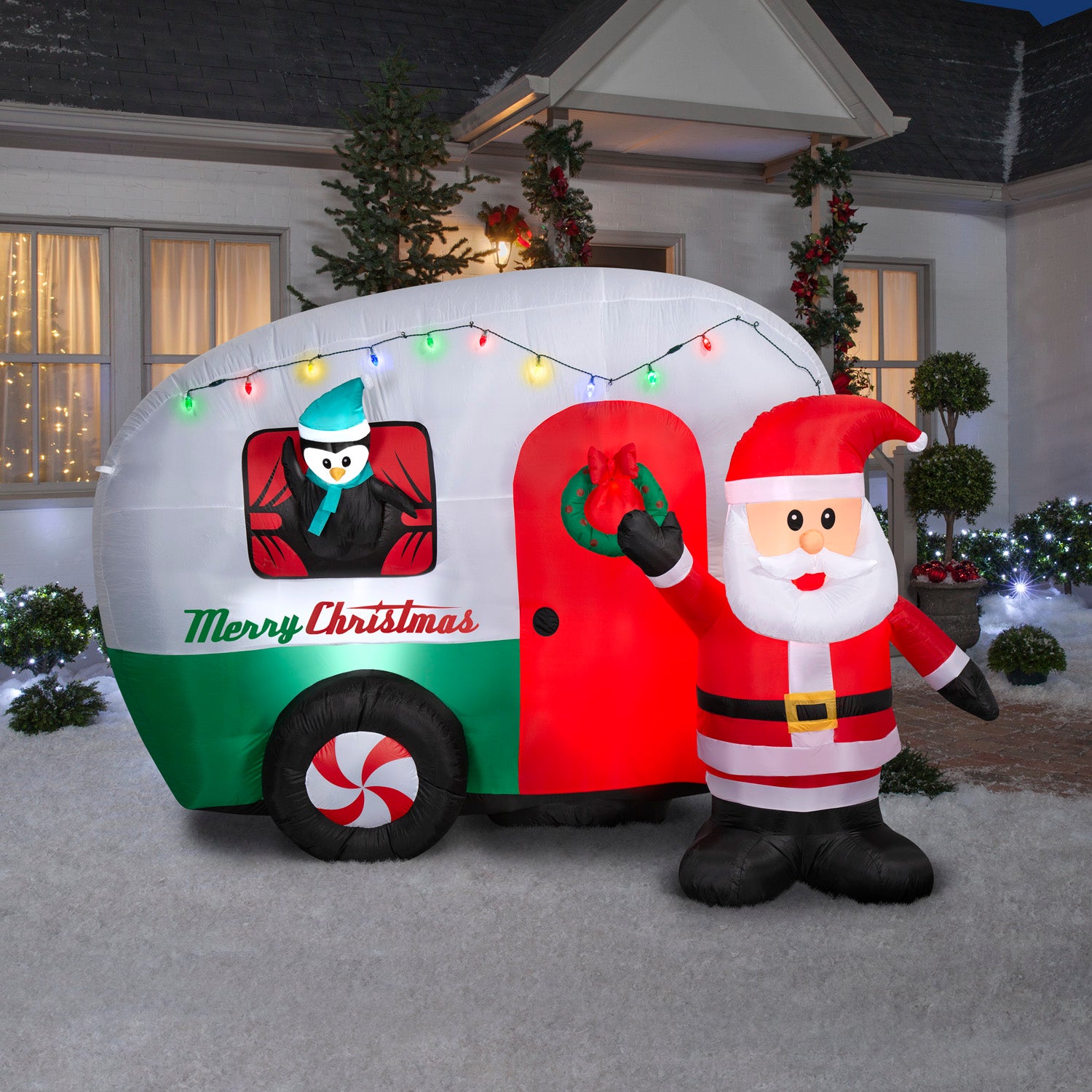 Gemmy Christmas Inflatable Santa's RV, 6 ft Tall, Multi