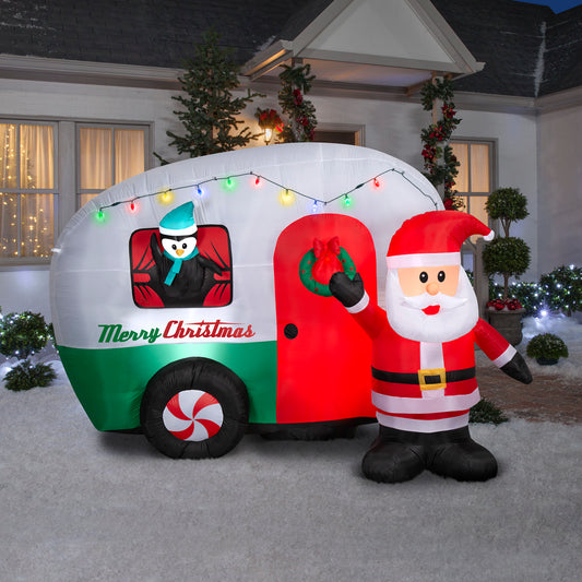 Christmas Inflatable Santa's RV, 6 ft Tall lifestyle