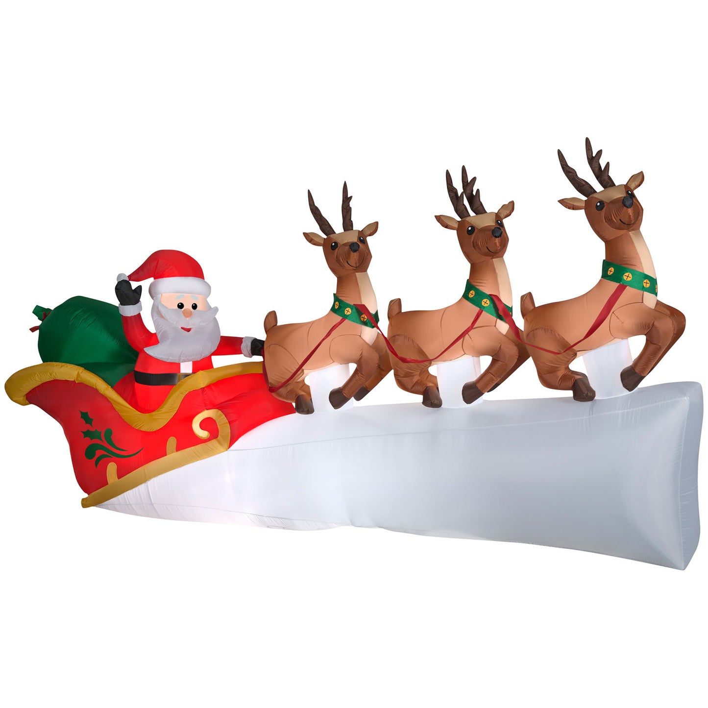 Christmas Inflatable Santa's Sleigh with Flying Reindeer, 5.5 ft Tall