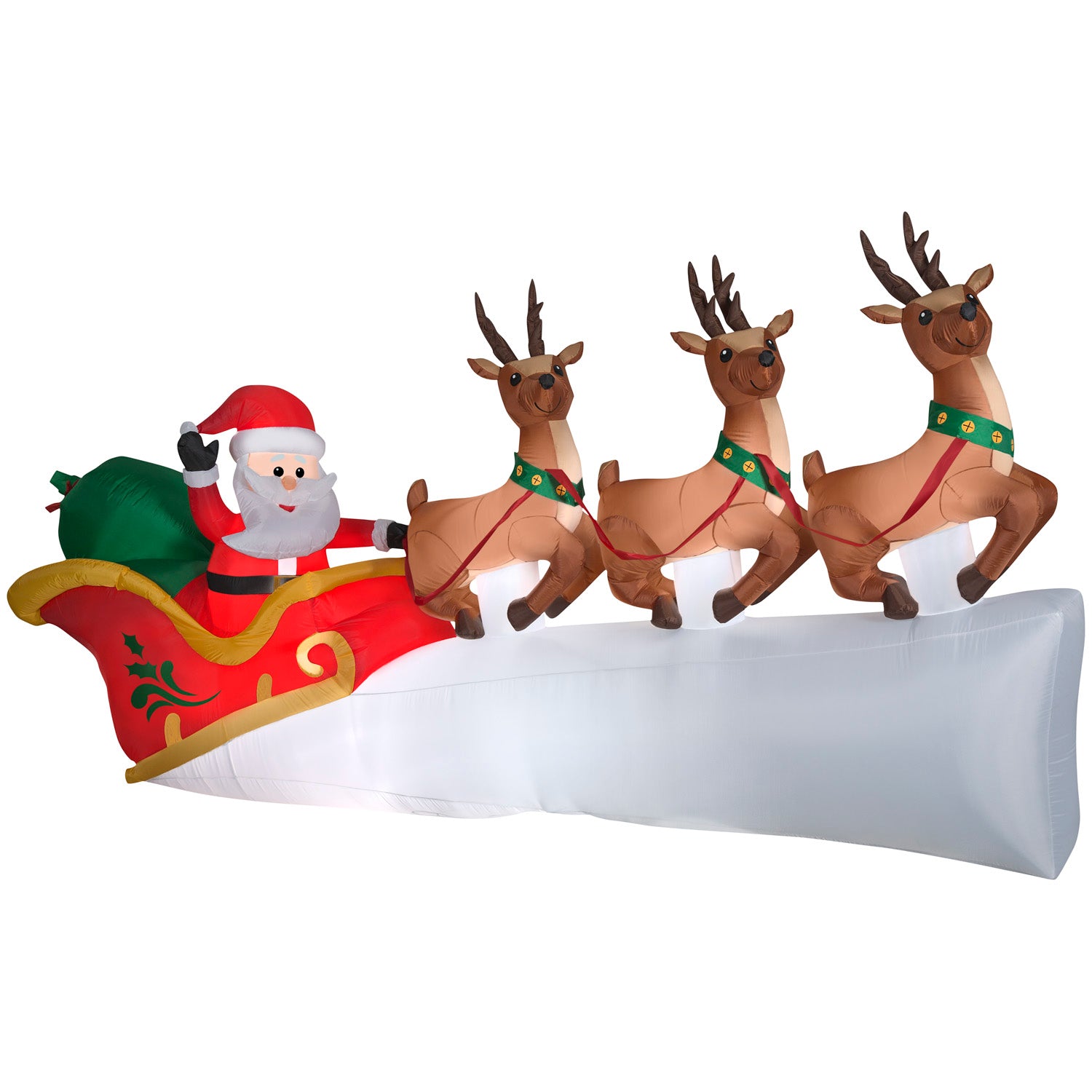 Christmas Inflatable Santa's Sleigh with Flying Reindeer, 5.5 ft Tall