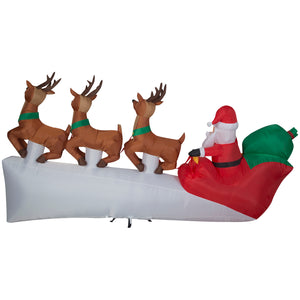 Gemmy Christmas Inflatable Santa's Sleigh with Flying Reindeer, 5.5 ft Tall, Multi