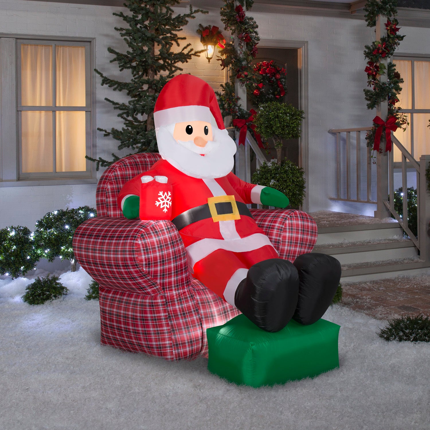 Christmas Inflatable Santa in Recliner, 6 ft Tall lifestyle