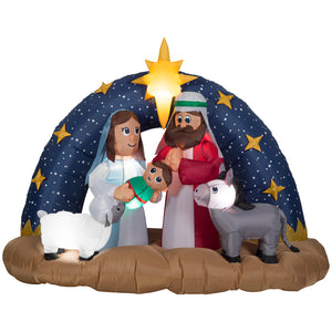 Gemmy Christmas Inflatable Starry Nativity Scene, 5 ft Tall, Multi