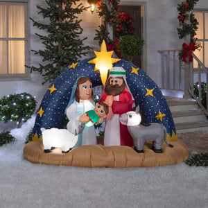 Gemmy Christmas Inflatable Starry Nativity Scene, 5 ft Tall, Multi
