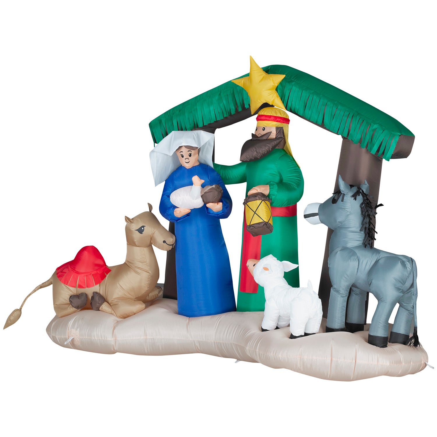 Gemmy Christmas Inflatable Nativity Scene, 4.5 ft Tall, Multi