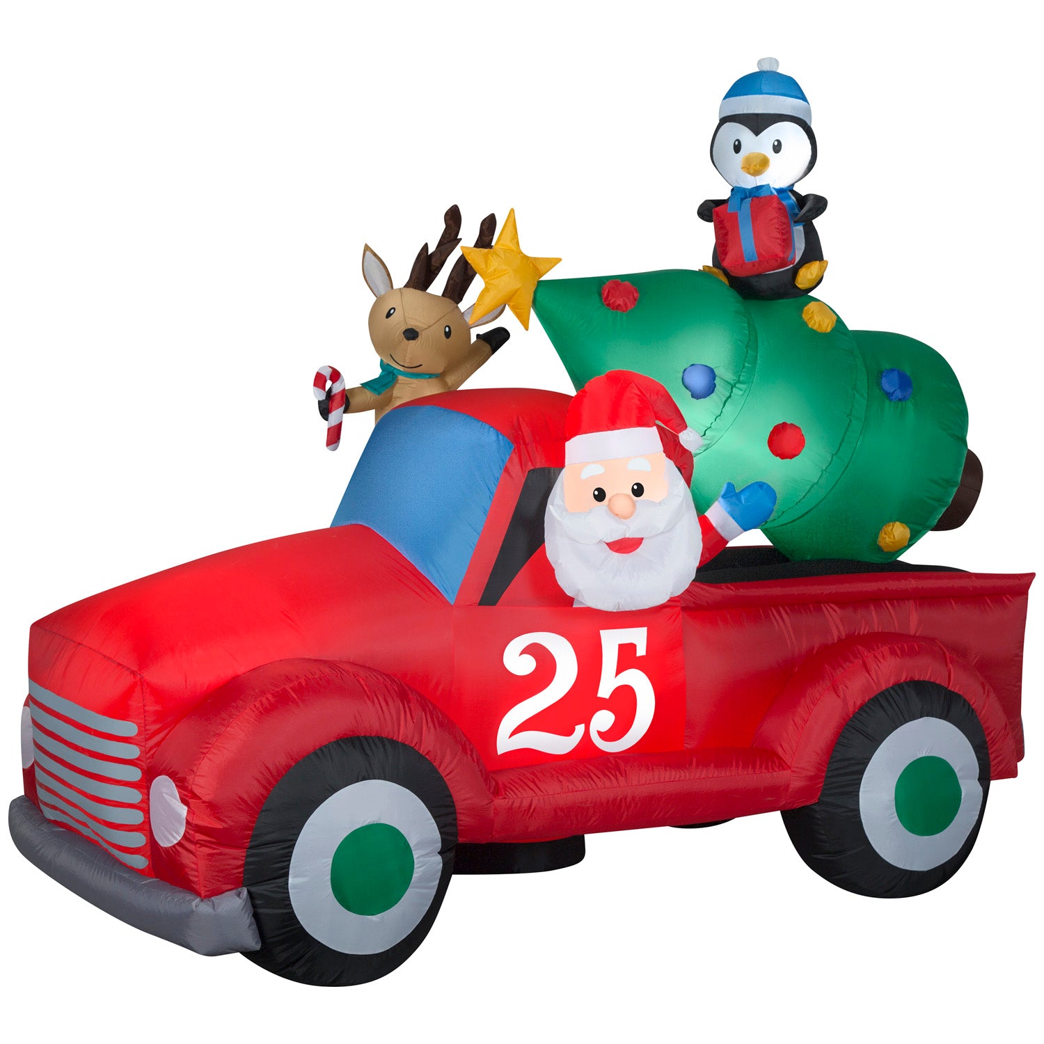Christmas Inflatable Santa in Vintage Truck, 6 ft Tall