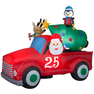 Gemmy Christmas Inflatable Santa in Vintage Truck, 6 ft Tall, Multi