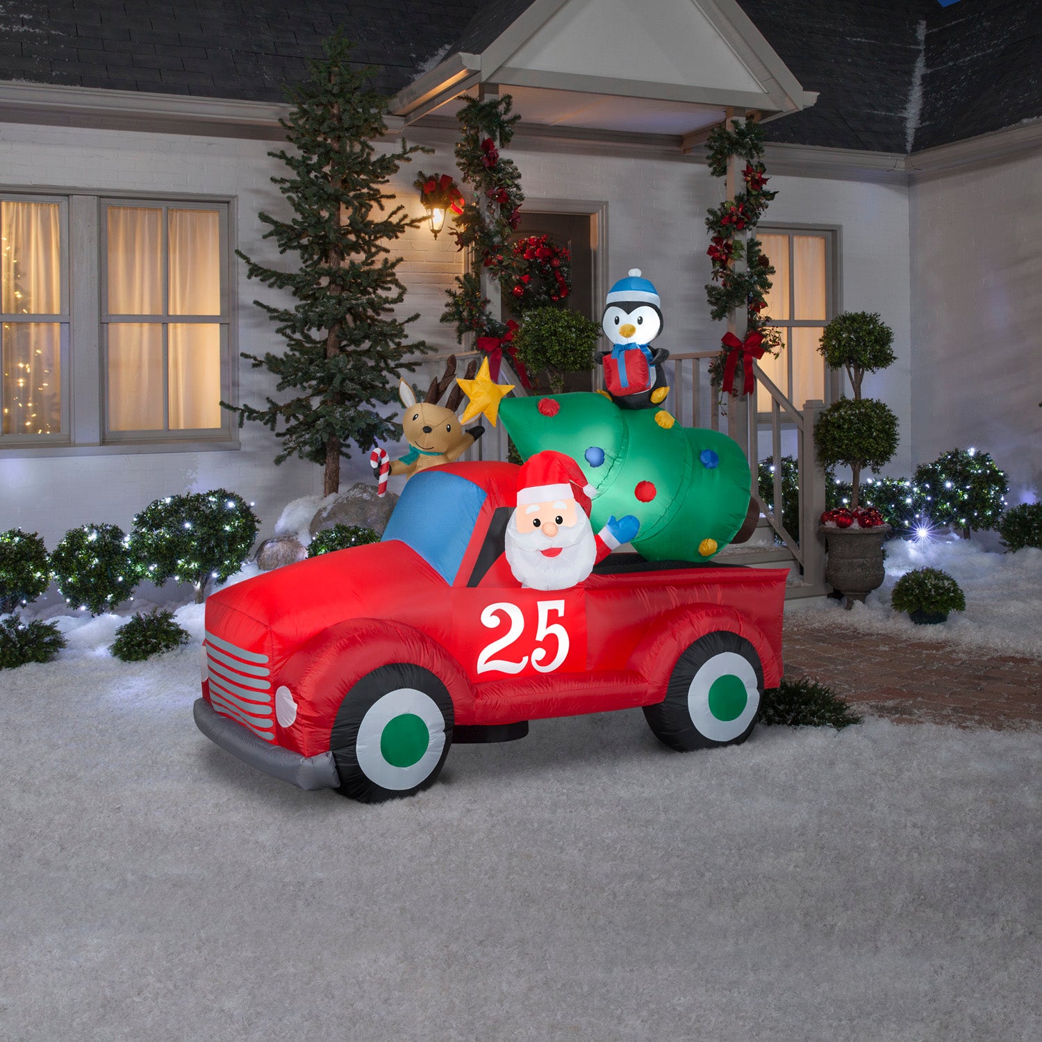 Christmas Inflatable Santa in Vintage Truck, 6 ft Tall lifestyle