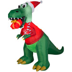 Load image into Gallery viewer, Gemmy Christmas Inflatable Dinosaur with Gift Box, 7.5 ft Tall, Multi
