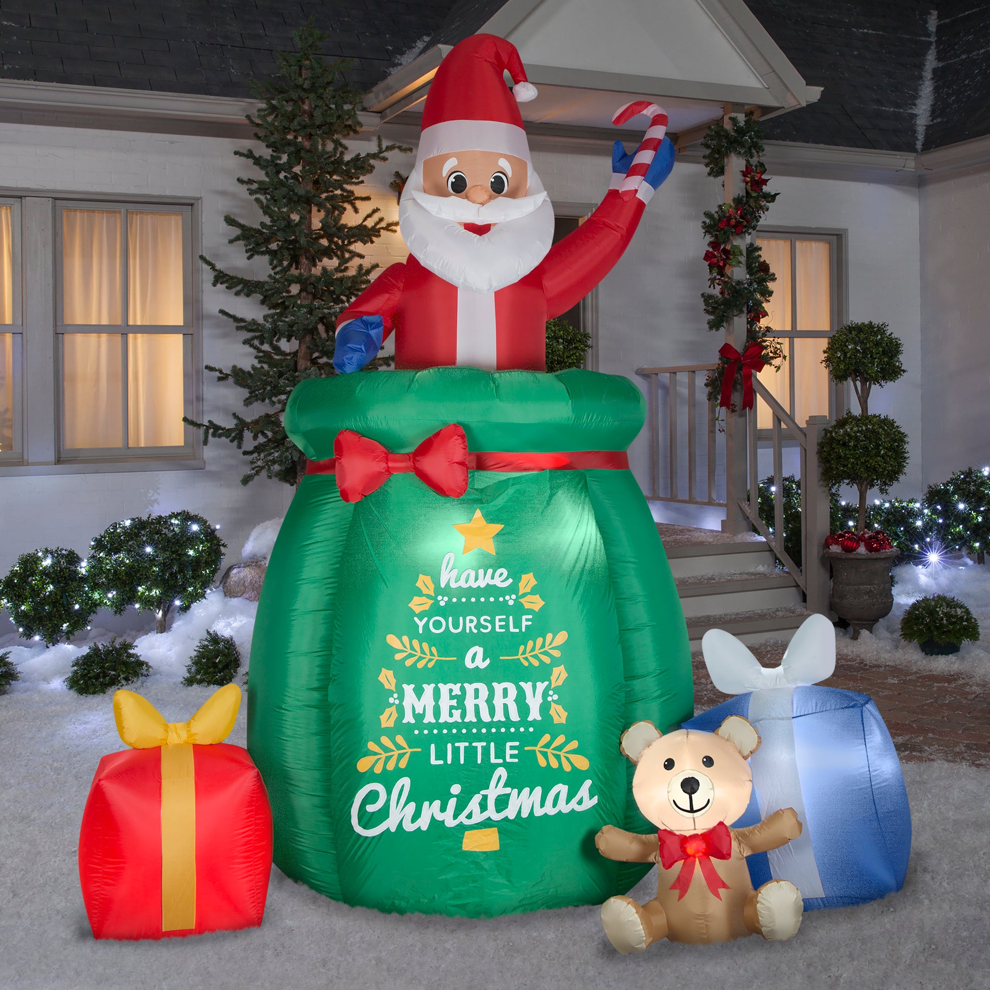 10-Ft Giant Animated Santa in a Gift Sack Christmas Inflatable lifestyle