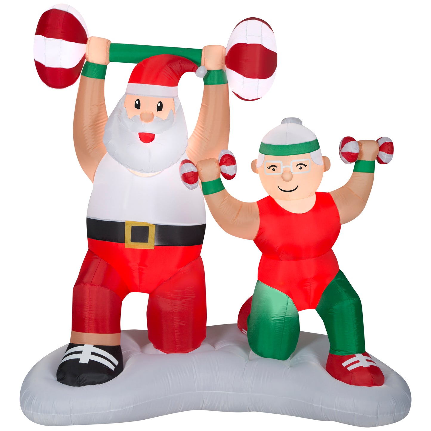 6.5-Ft Santa and Mrs. Claus Workout Scene Christmas Inflatable