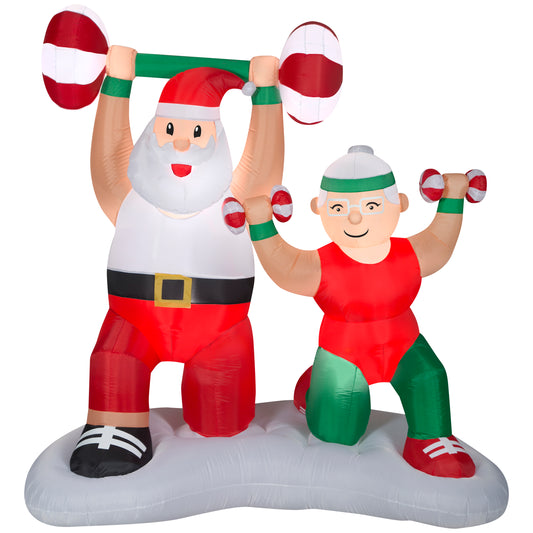 6.5-Ft Santa and Mrs. Claus Workout Scene Christmas Inflatable