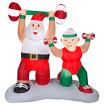 Load image into Gallery viewer, Gemmy Christmas Inflatable Santa and Mrs. Claus Workout Scene, 6.5 ft Tall, Multi
