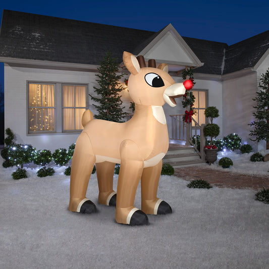 Gemmy Giant Christmas Inflatable Rudolph the Red Nosed Reindeer, 10 ft Tall, Multi