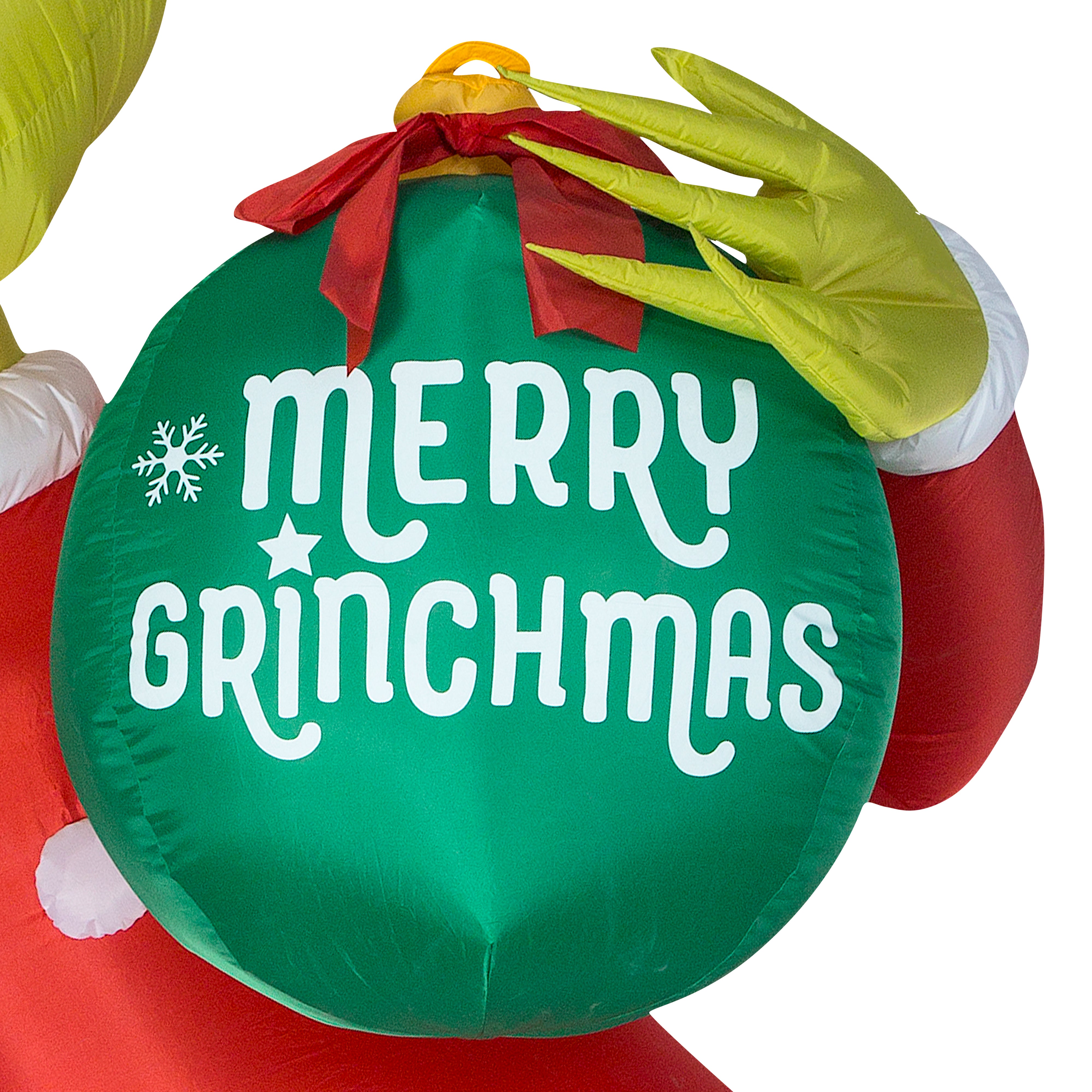 Gemmy Christmas Airblown Inflatable Grinch w/Ornament Giant Dr. Seuss , 11 ft Tall, Multi