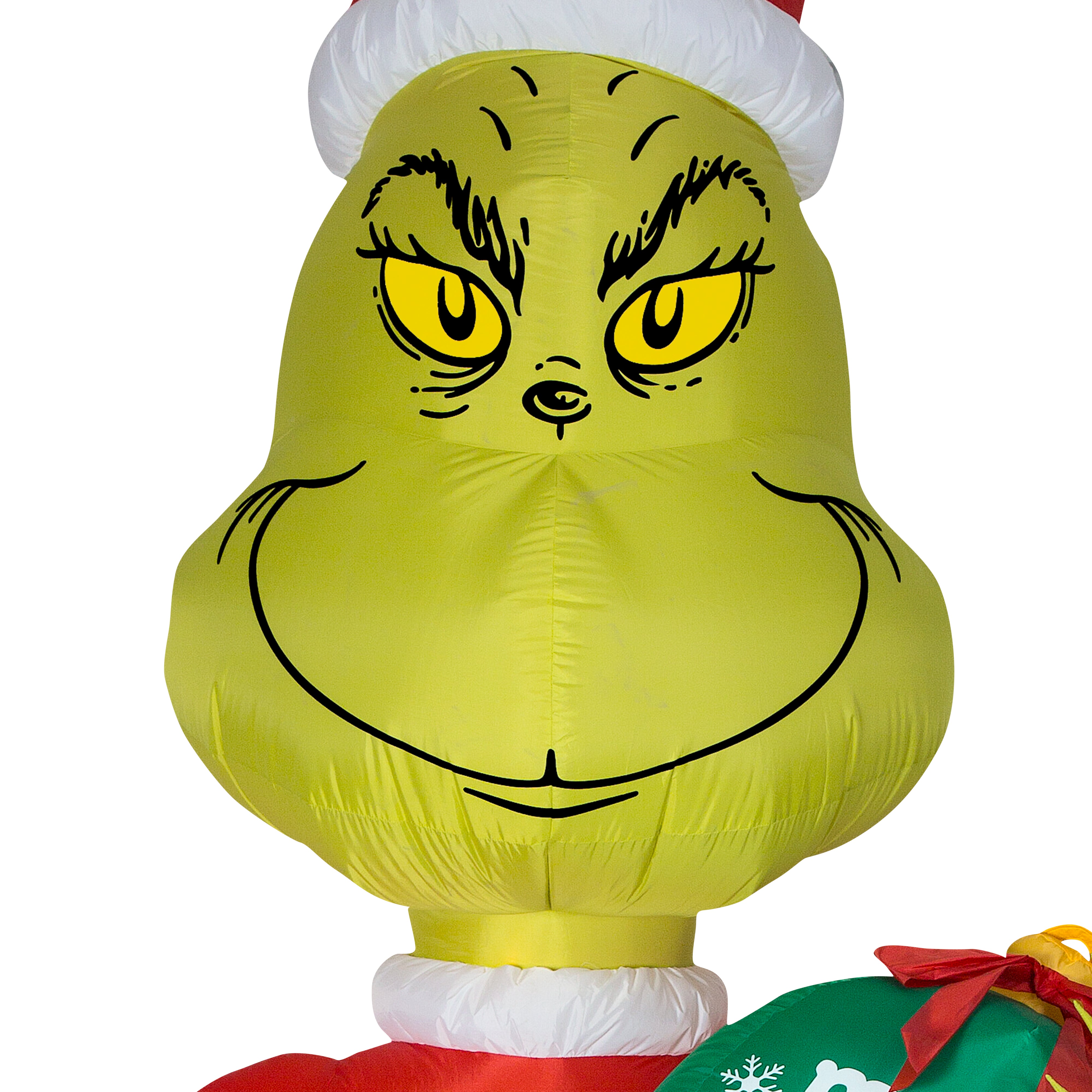 Gemmy Christmas Airblown Inflatable Grinch w/Ornament Giant Dr. Seuss , 11 ft Tall, Multi