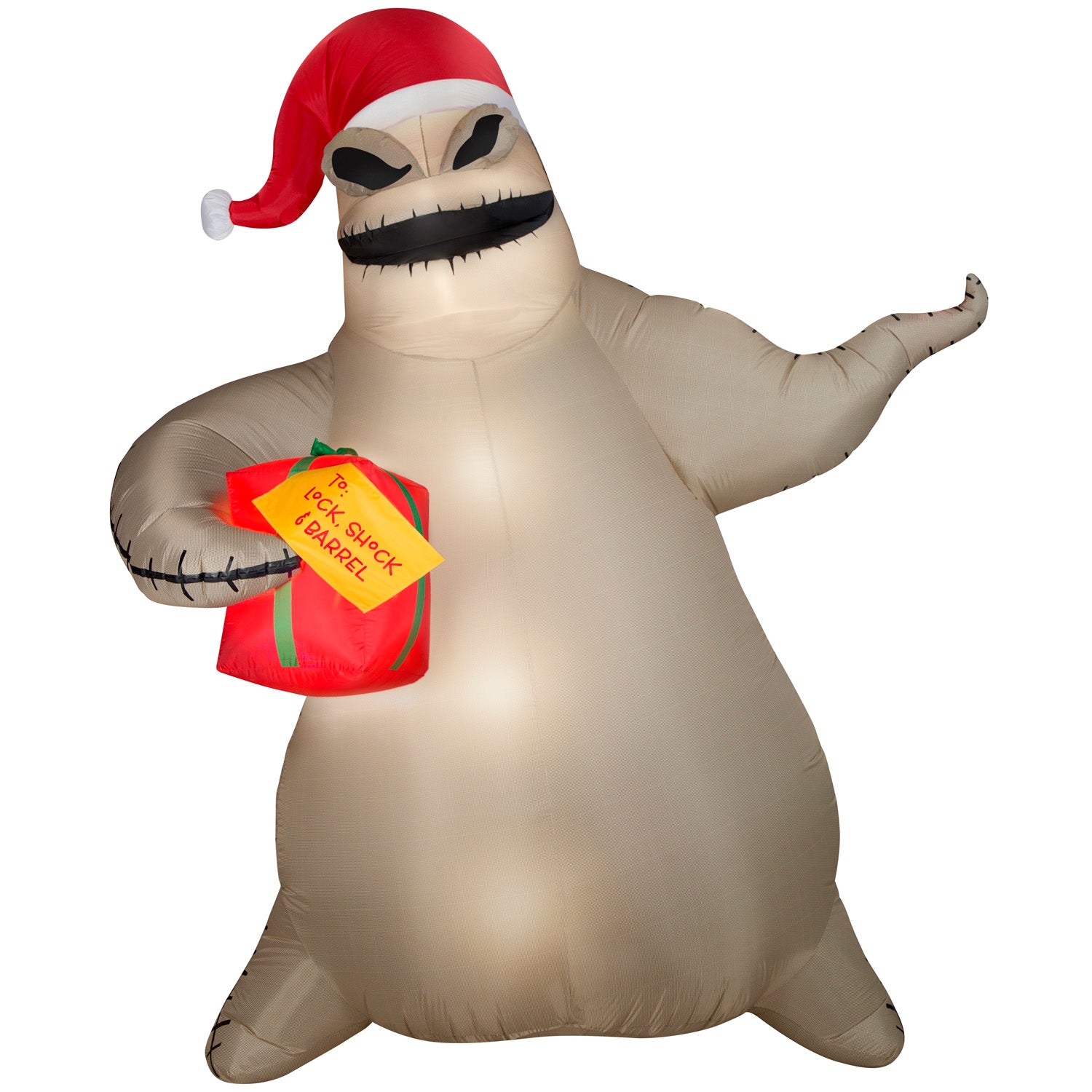 Gemmy Giant Airblown Inflatable Oogie Boogie with Present for Lock, Shock and Barrel, 10.5 ft Tall