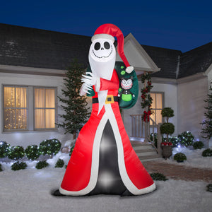 Gemmy Giant Christmas Inflatable Jack Skellington as Sandy Claws, 10 ft Tall, Multi