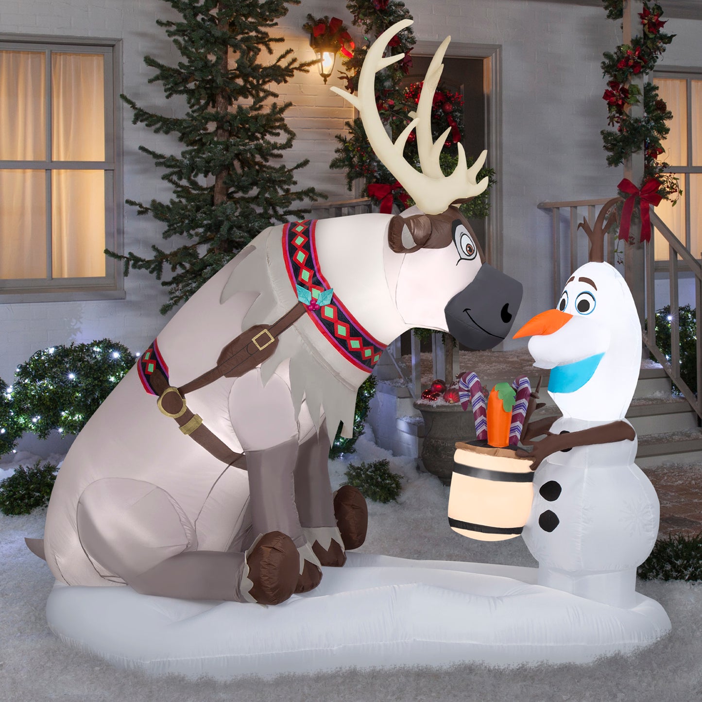 7-Ft Olaf and Sven Scene Christmas Inflatable lifestyle