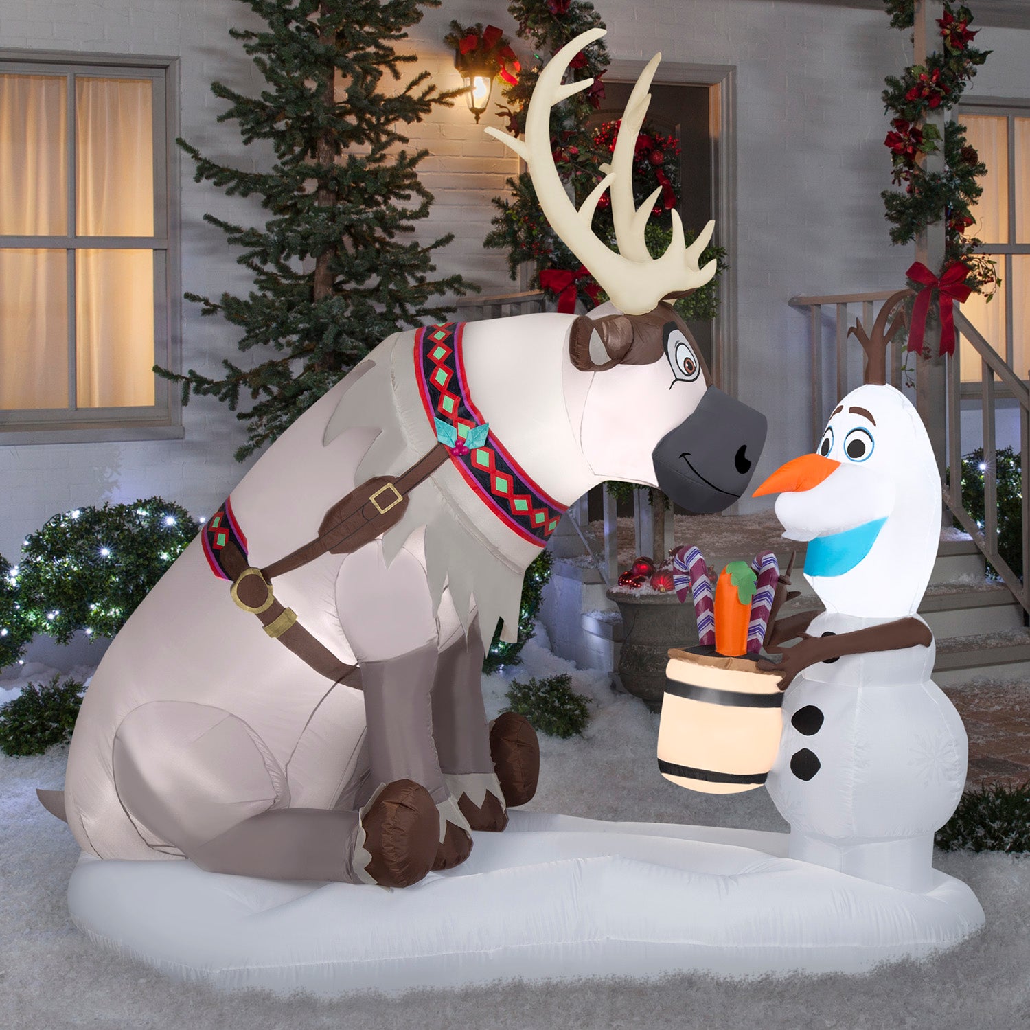 7-Ft Olaf and Sven Scene Christmas Inflatable lifestyle