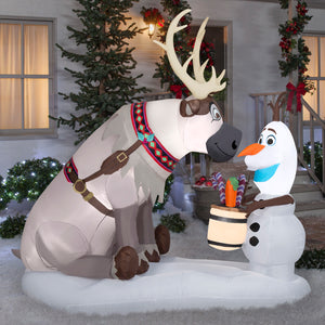 Gemmy Christmas Inflatable Olaf and Sven Scene, 7 ft Tall, Multi
