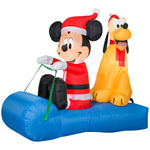 Load image into Gallery viewer, Gemmy Christmas Inflatable Mickey Mouse and Pluto on Sled, 4.5 ft Tall, Multi
