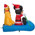 Load image into Gallery viewer, Gemmy Christmas Inflatable Mickey Mouse and Pluto on Sled, 4.5 ft Tall, Multi
