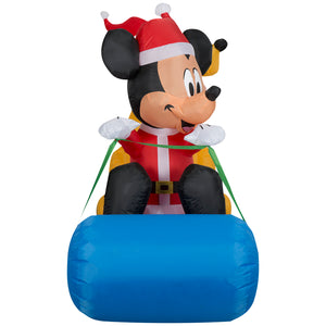 Gemmy Christmas Inflatable Mickey Mouse and Pluto on Sled, 4.5 ft Tall, Multi
