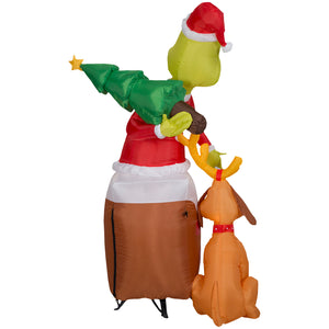 Gemmy Christmas Inflatable Grinch and Max Chimney Scene, 5.5 ft Tall, Multi