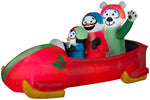 Load image into Gallery viewer, 7&#39; Animated Airblown Inflatable Penguin with Snowman on Bobsled

