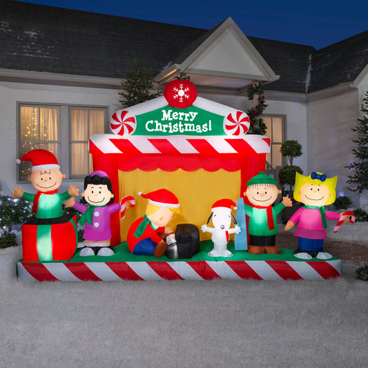 Gemmy Giant Christmas Inflatable Peanuts Gang Stage Scene, 7 ft Tall, Multi