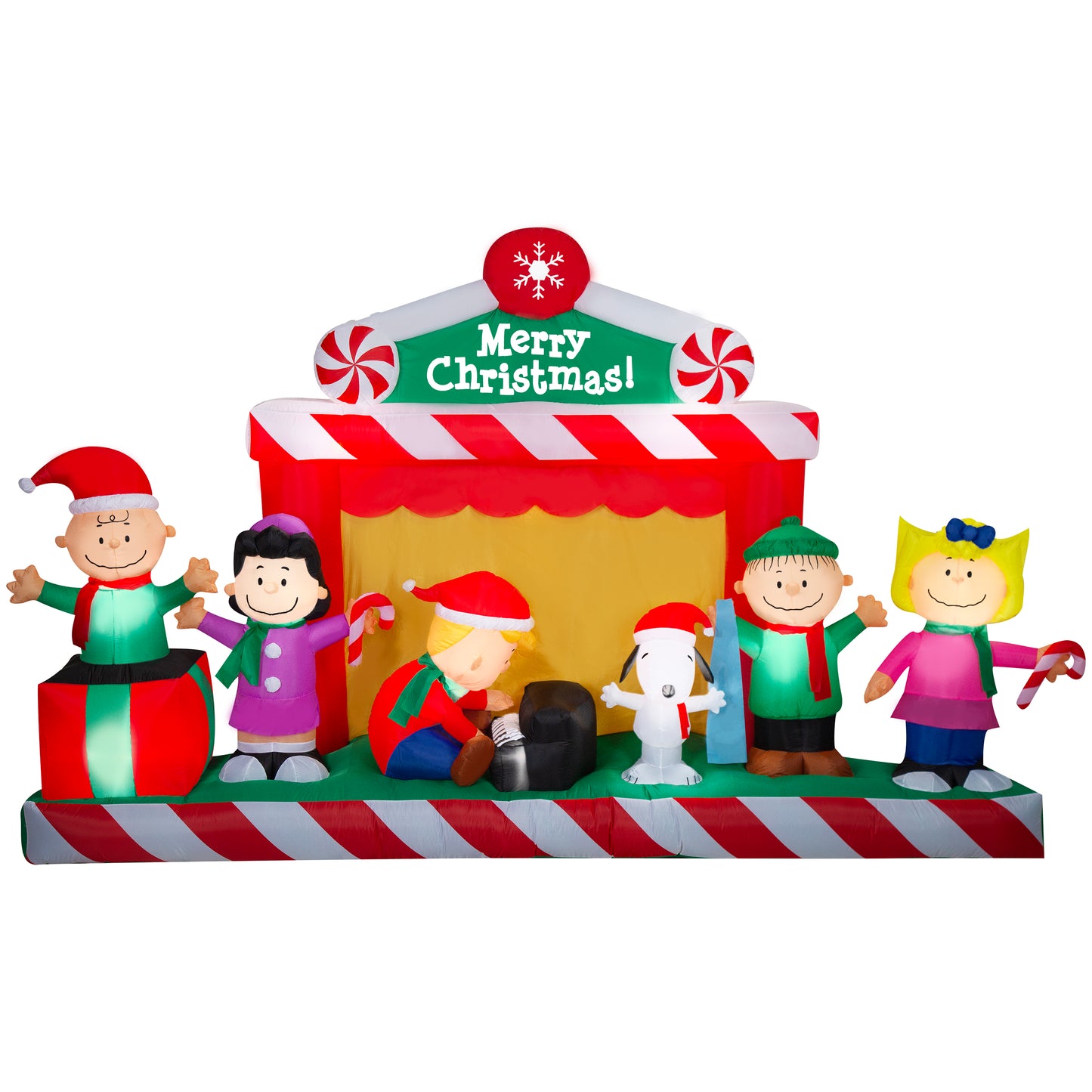 7-Ft Giant Peanuts Gang Stage Scene Christmas Inflatable