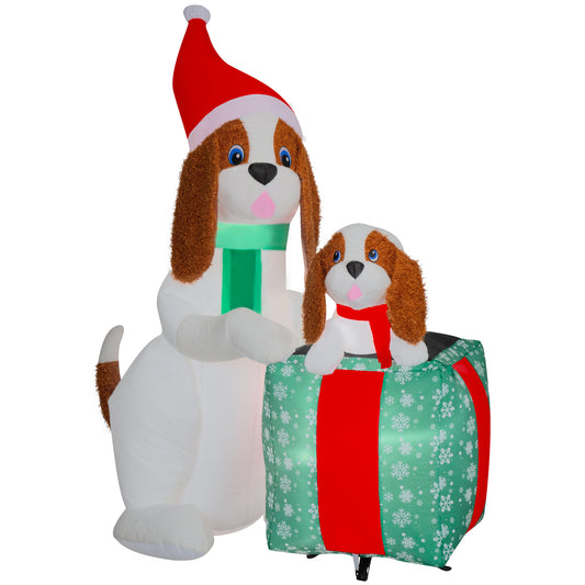 Christmas Inflatable Dog Family Scene, 6 ft Tall