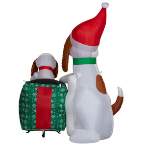 Gemmy Christmas Inflatable Dog Family Scene, 6 ft Tall, Multi