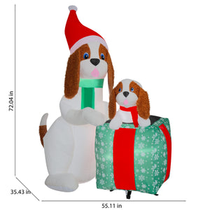 Gemmy Christmas Inflatable Dog Family Scene, 6 ft Tall, Multi