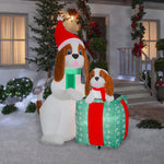 Load image into Gallery viewer, Gemmy Christmas Inflatable Dog Family Scene, 6 ft Tall, Multi
