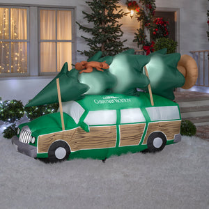 Gemmy Christmas Inflatable Griswold Station Wagon with Tree and Squirrel, 4.5 ft Tall