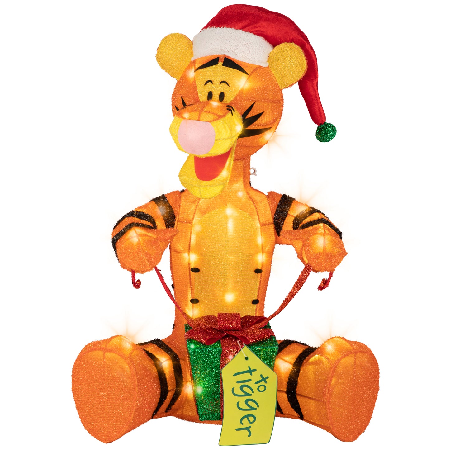 Disney Tigger with Present Tinsel Yard Sculpture, 28-Inch, Pre-Lit LED Christmas Décor