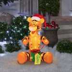 Load image into Gallery viewer, Gemmy Disney Tigger with Present Tinsel Yard Sculpture, 28-Inch, Pre-Lit LED Christmas Decor
