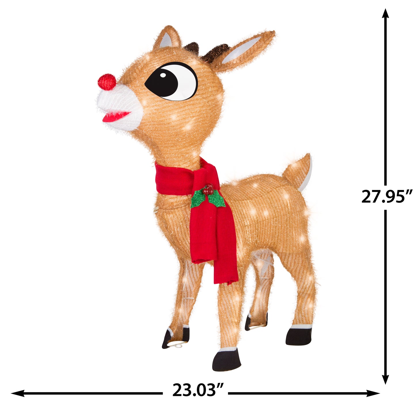 28-Inch Rudolph Tinsel Sculpture with Red Scarf image 3