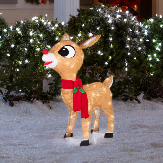 28-Inch Rudolph Tinsel Sculpture with Red Scarf image 2