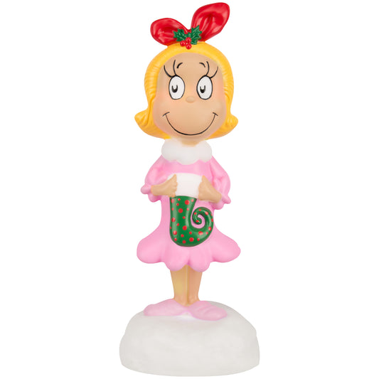 Lighted Blow Mold Decor Cindy Lou Who w/Stocking 14" Dr. Seuss