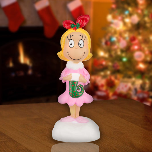 Lighted Blow Mold Decor Cindy Lou Who w/Stocking 14" Dr. Seuss lifestyle