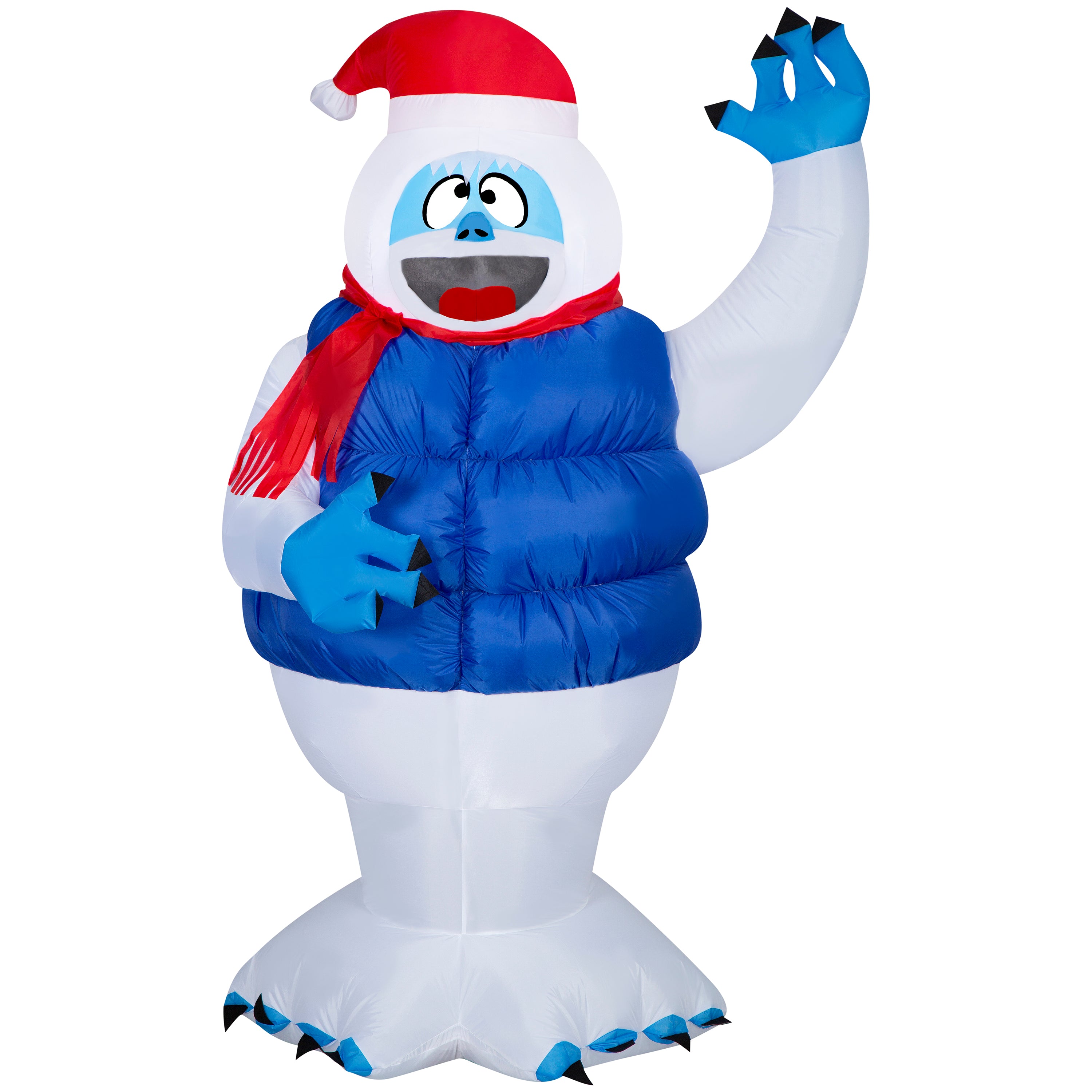 Gemmy Christmas Inflatable Bumble in Blue Puffer Vest, 6.5 ft Tall, Multi