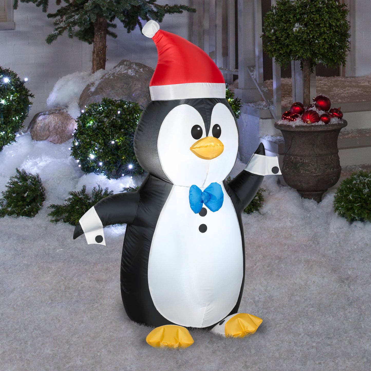 4' Outdoor Penguin in Tuxedo Christmas Inflatable lifestyle