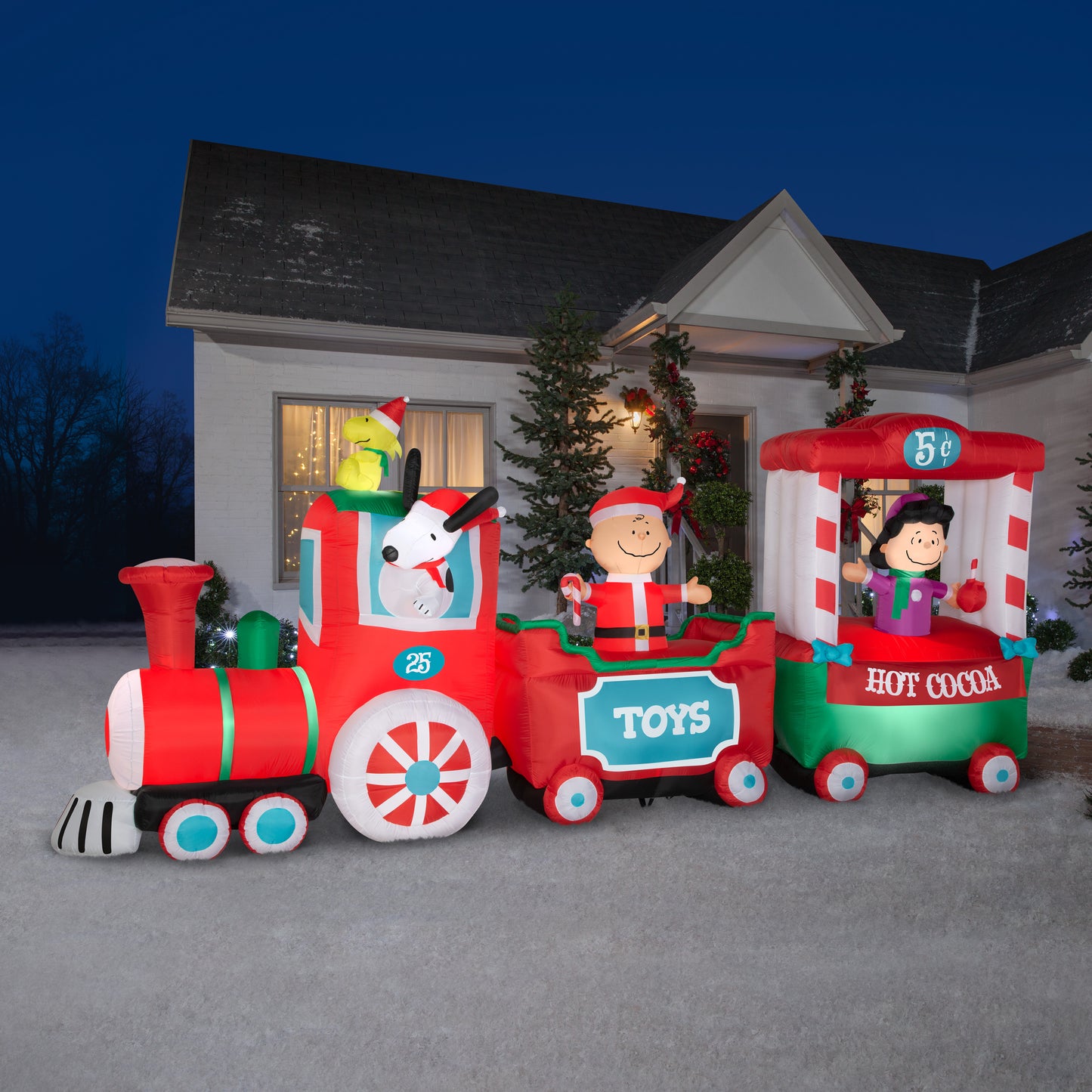 Christmas Inflatable Peanuts Train Scene, 7.5 ft Tall lifestyle
